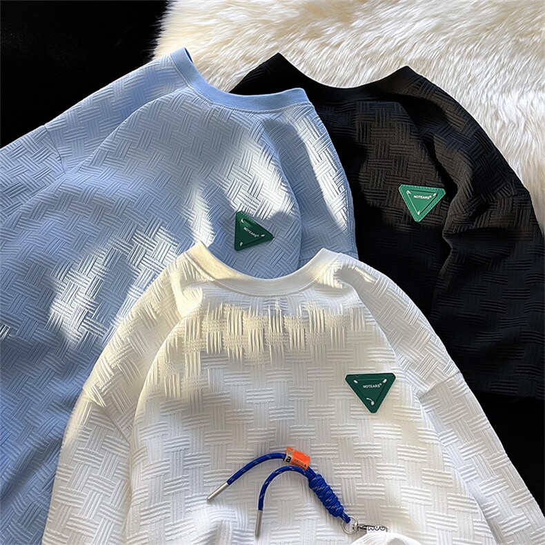 2023夏新款港风个性格纹宽松圆领时尚短袖T恤上衣T2210-P48,男装T恤,星座914-3