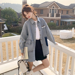 时尚春季牛仔外套女中长款宽松显瘦百搭休闲上衣图片
