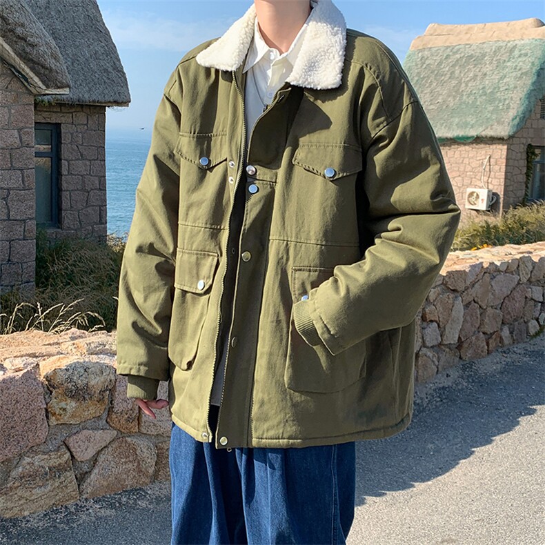 冬季机能工装棉衣男多口袋外套羊羔毛领美式ins高街棉服M05-P75,男装夹克,星座308B-1