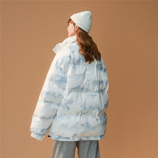 中性风22冬季港风迷彩宽松保暖立领羽绒服YR106P245控299，男装羽绒服，A247A