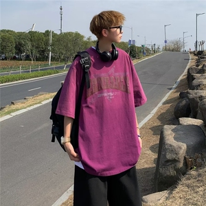 潮做旧渐变短袖t恤男夏季宽松oversize高街情侣上衣ST117-P32图片