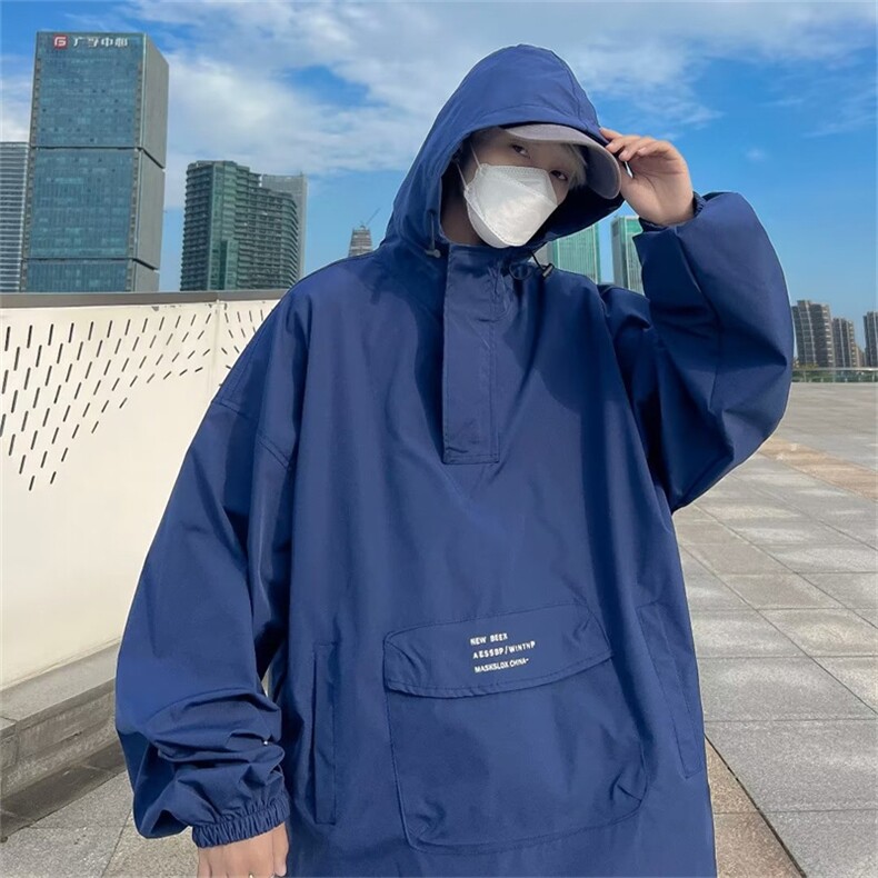 新款工装外套男秋季ins潮牌痞帅美式复古连帽冲锋衣夹克WT66-p55图片