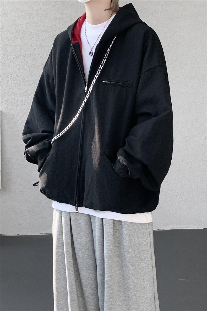 8XL-M美式复古撞色连帽水洗夹克男高级感做旧情侣外套JK1327P88,男装夹克,电商D206-1