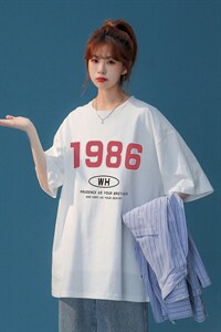 中性 夏季2023新款个性印花圆领情侣宽松短袖T恤 T86 P25控38图片
