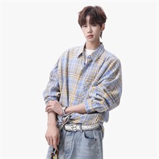 衬衫男春季新款港风宽松磨毛大码格子长袖衬衣CS606-特P28，男装衬衫，星座214-3