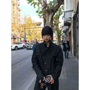 已做货DJK007-特批80自制工装立领原牛牛仔外套图片