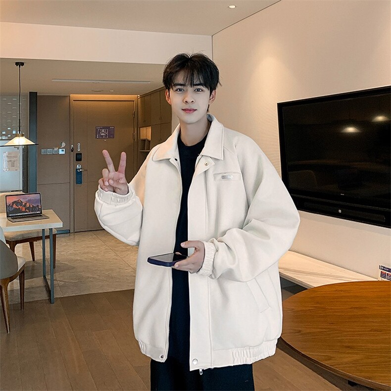 翻领皮衣外套男女美式复古潮牌痞帅宽松休闲夹克SJK25P64,男装夹克,星座1112-1