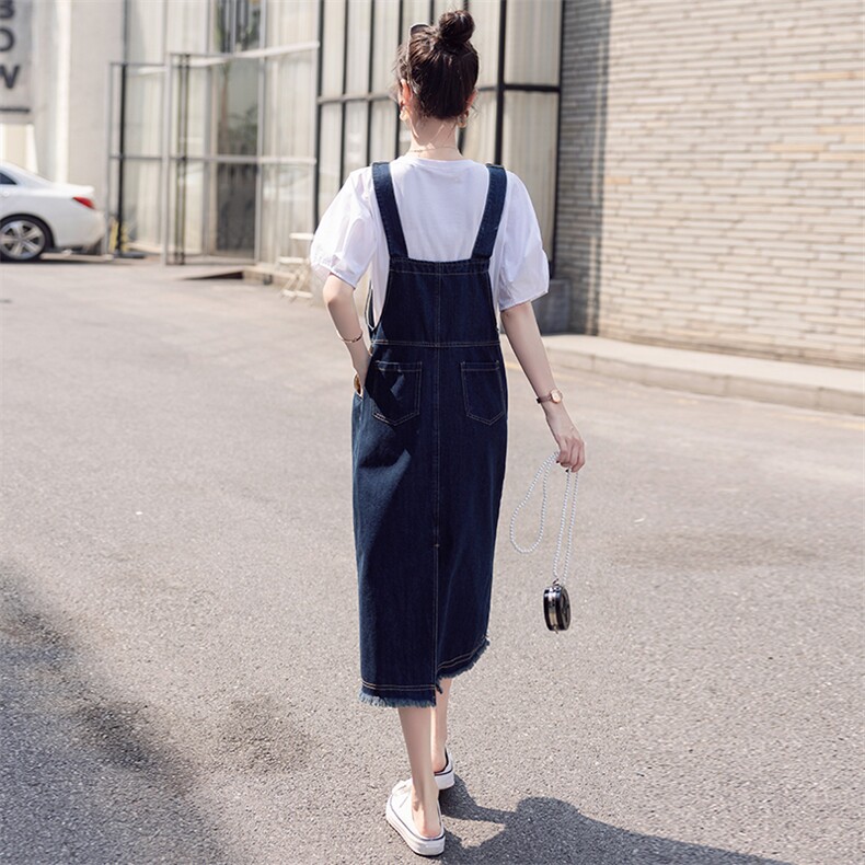 连衣裙套装女薄款减龄2025夏新款小个子两件套宽松a字牛仔背带裙,女装套装/套裙,慧尚依恋