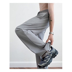 胖胖哥美式潮牌高级设计抽绳休闲裤男秋季大码宽松直筒阔腿长裤子，男装皮裤，星座601-1