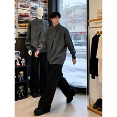 潮牌半高领毛衣男秋冬宽松日系慵懒风情侣百搭针织衫WL8588-P50，男装针织衫/毛衣，星座1008