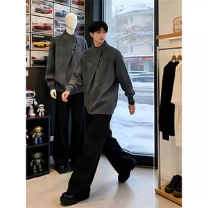 潮牌半高领毛衣男秋冬宽松日系慵懒风情侣百搭针织衫WL8588-P50图片
