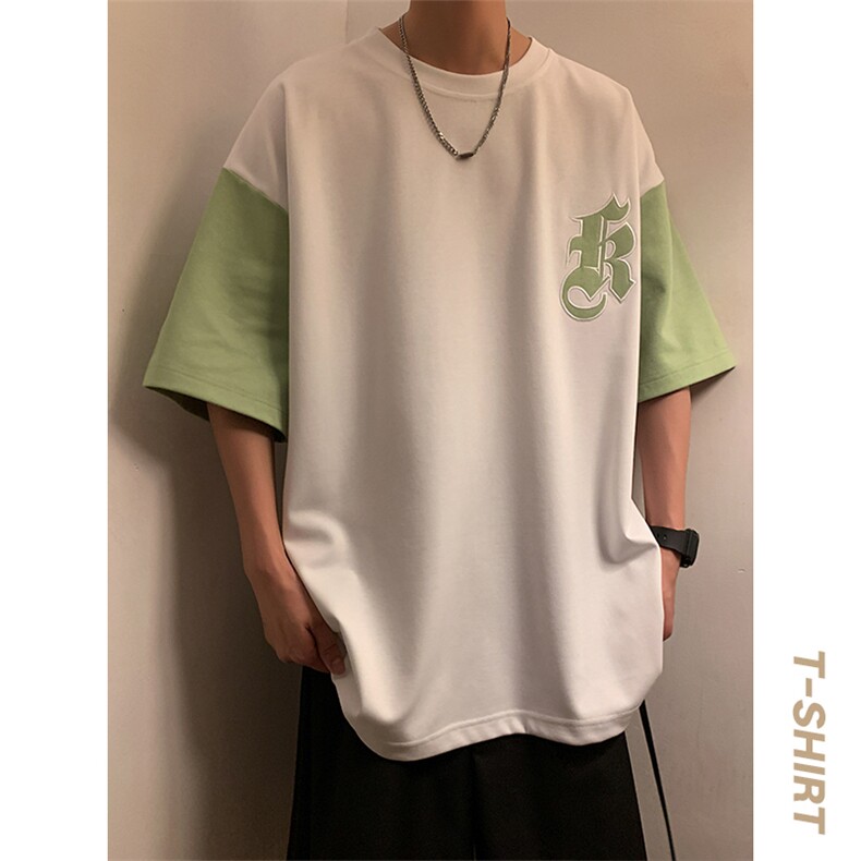 冰氧仿棉短袖港风暖光夏季休闲百搭字母印花男上衣TC3151-P24控48,男装T恤,星座717