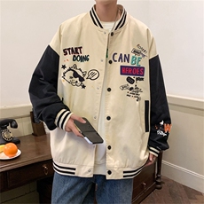 电商DSA028-JKC21W05P50新款印花棒球服外套港风休闲夹克，男装夹克，电商A028