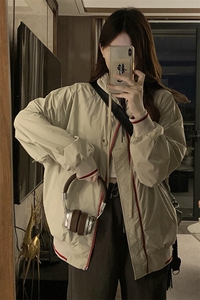 2024新款港风美式ins潮流宽松百搭连帽风衣夹克外套女 JK1263-P85图片