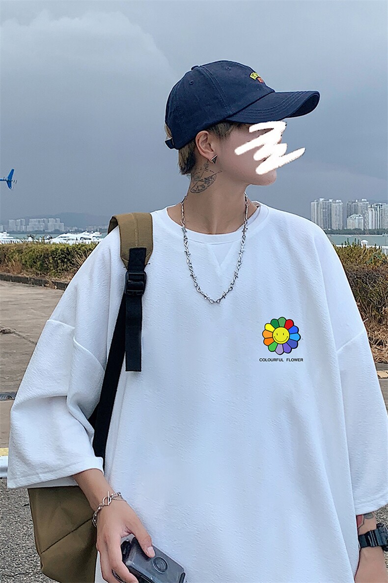Q11101-P30春夏季七分袖t恤男大码五分袖男短袖中袖,男装T恤,电商A040