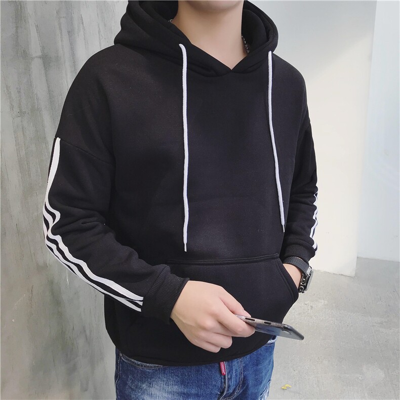 条纹 绿色 套头 青春流行 卫衣  舒适 休闲 纯色气质 韩版简约宽松图片