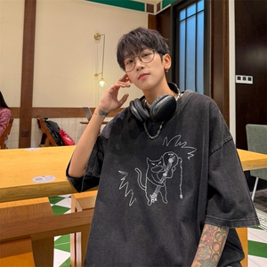 直播品质 240克重磅 水洗做旧短袖t恤男女 SDX234-特P 25 控48图片
