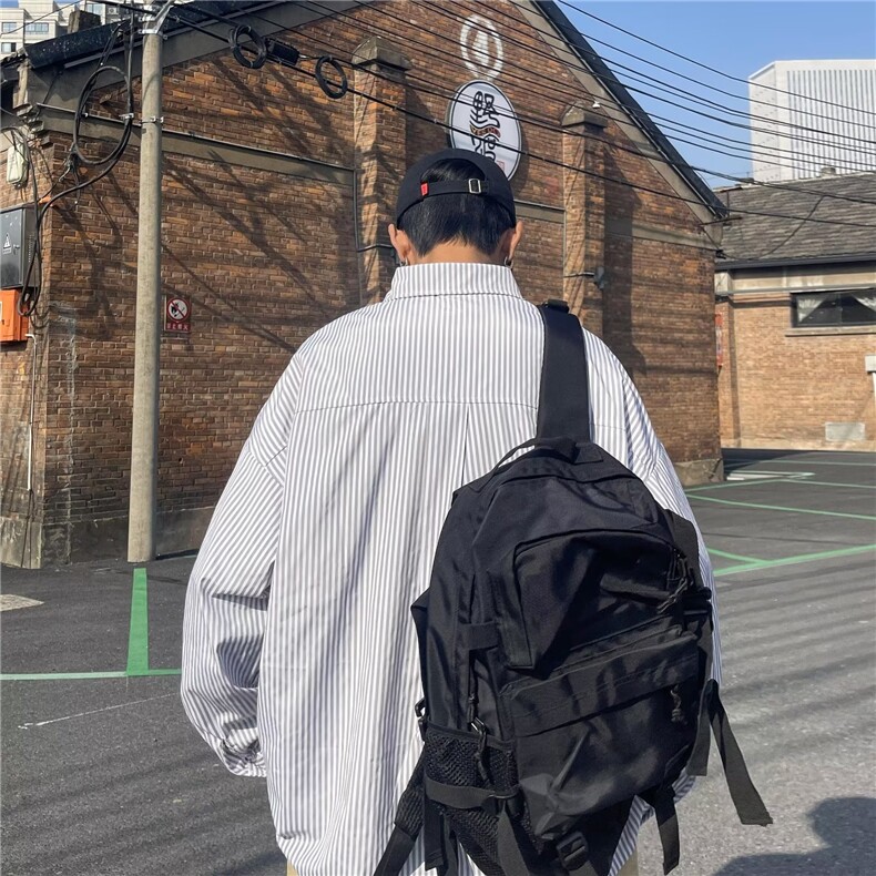 工装衬衫男字母印花宽松大码长袖衬衣春季港风休闲外套CS0504-P32,男装衬衫,星座308B-1