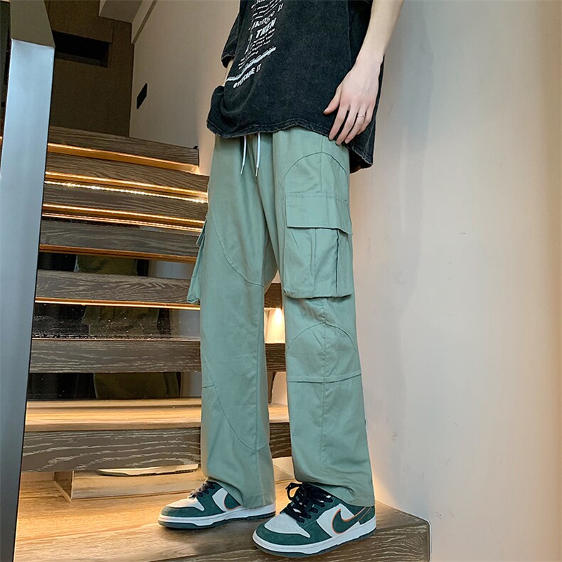 工装裤高街男港风裤子设计高级感多口袋直筒阔腿裤K609-P40图片