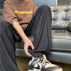 ins男士速干宽松拖地裤夏季褶皱薄款冰丝裤B315-K23250-p50控65，男装休闲裤，电商B315