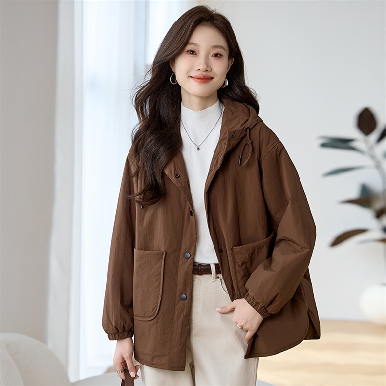 现货2024年冬季女装棉衣连帽外套通勤极简百搭，女装棉衣/棉服，莜菲儿