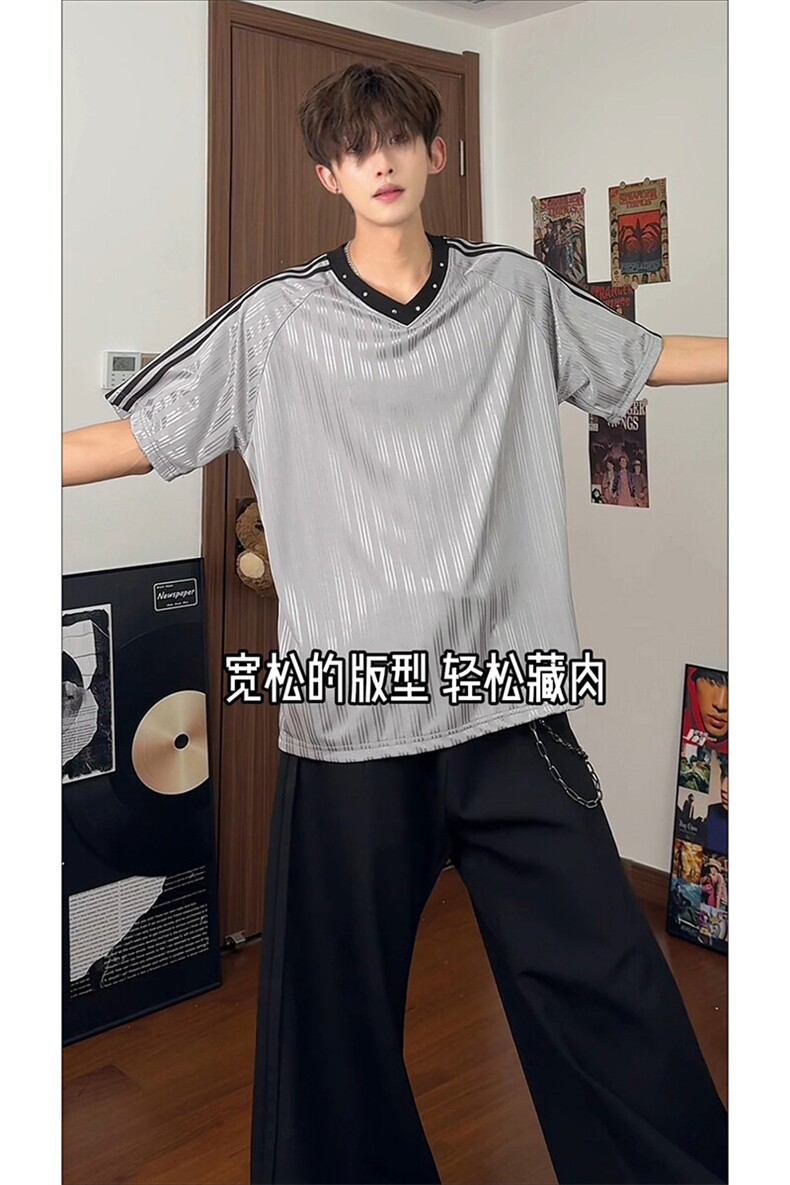 复古运动风格高街痞帅短袖T恤休闲时尚韩版上衣HY787TP30控48,男装T恤,电商A102B