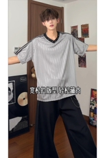 复古运动风格高街痞帅短袖T恤休闲时尚韩版上衣HY787TP30控48，男装T恤，电商A102B