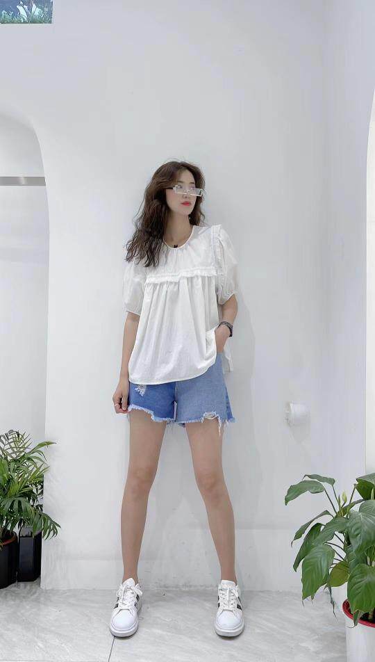 汪尚春·shangchun?减龄娃娃款上衣 ·AB拼牛仔裤，女装牛仔裤，SHANGCHUN·W 汪尚春