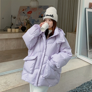 韩系chic连帽短款紫色羽绒服女冬季新款超火好看高级小众加厚外套图片