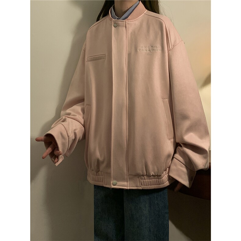 中性麂皮绒假两件可拆卸领字母刺绣情侣女夹克男JK77863P78控108,男装夹克,星座226-1