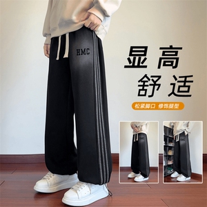 KZ12-P45加绒55 休闲加绒加厚裤子男春秋冬条纹宽松直筒运动卫裤图片