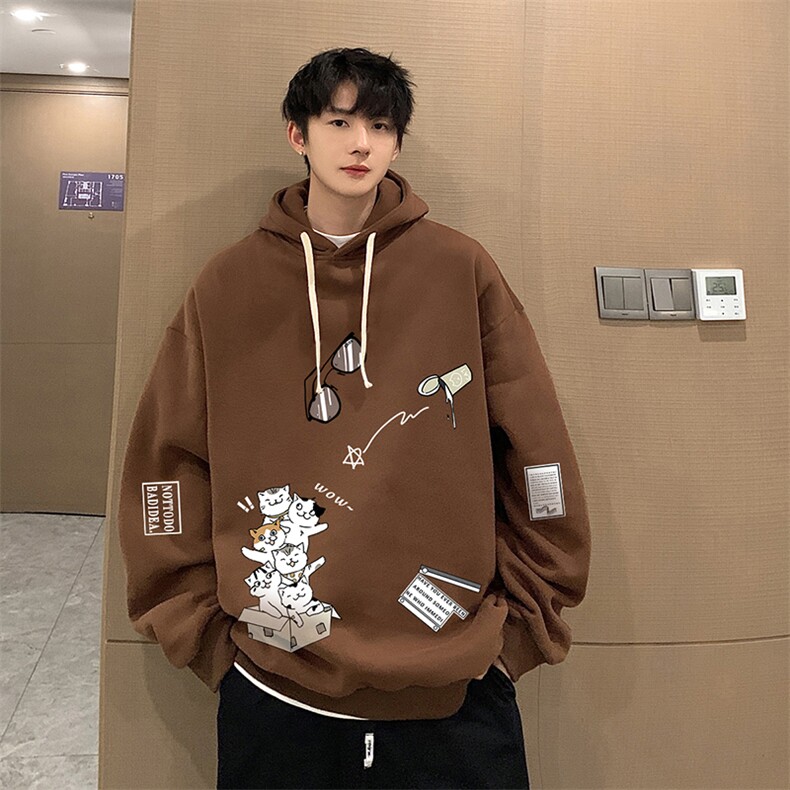 纯棉连帽卫衣男大码运动帽衫宽松薄WY2115-P35,男装卫衣,电商A040