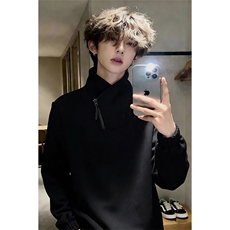 美式斜拉链卫衣男秋冬加绒长袖T恤XZ514-2-HWY58-常规P23加绒P28，男装T恤，星座514-2(原B239)