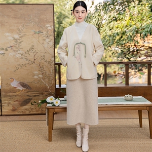 新中式国风禅意女装茶艺师服装改良汉服唐装上衣旗袍外搭开衫图片