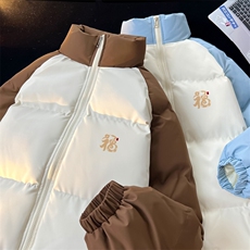 现货抖音得物可供视频三防加厚羽绒拼接棉衣外套面包棉服86654，男装棉衣，电商A486