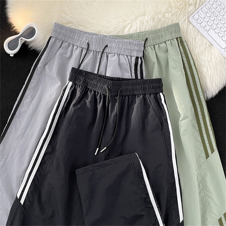 港风秋款款男休闲裤三条杠条纹拼接直筒长裤h617P40,男装休闲裤,星座1013-1