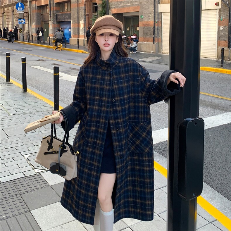 两面穿格子双面羊毛大衣2D014-10035-P285-K408,女装毛呢外套,2D014