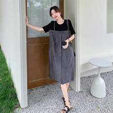 新款现货主推扎染假二件连衣裙9851-P115-K168，女装连衣裙，2C129