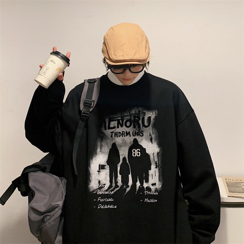 美式boy卫衣秋冬潮男潮复古加绒打底衣服男装E442-P60，男装T恤，星座911-2(原星座613-2）