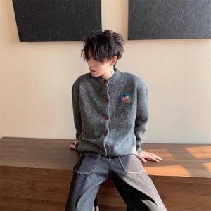 刺绣针织早秋宽松开衫男女毛衣外套羊毛上衣SW67图片