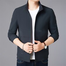 2021免烫防皱休闲中青年男士夹克衫薄外套纯色立领ASD1A19-P180图片