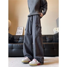 水洗复古大口袋工装裤男秋季牛仔裤潮牌宽松男装牛仔裤NZK817-P68，男装牛仔裤，星座302B-2