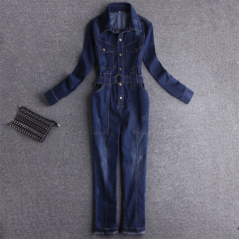 大货已出工装连体阔腿牛仔裤女显瘦宽松连衣裤18895P125控178，女装牛仔裤，艾青服饰