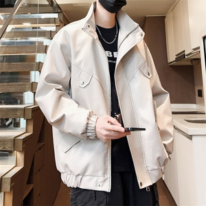 潮流新款皮衣立领男士机车情侣款外套皮夹克春季A266-PY008-P75图片