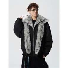 706-1-LK3188-P108特P现货冬季男士狼王座山雕假两件棉衣外套，男装棉衣，星座706