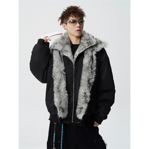 706-1-LK3188-P108特P现货冬季男士狼王座山雕假两件棉衣外套