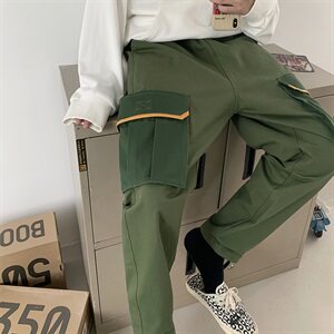 【】A003-AZ129-P55新款大口袋工装裤绑带休闲裤图片