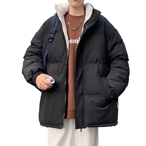 立领羊羔绒棉衣加绒加厚保暖面包服外套男女纯色棉袄M066-特价P56图片