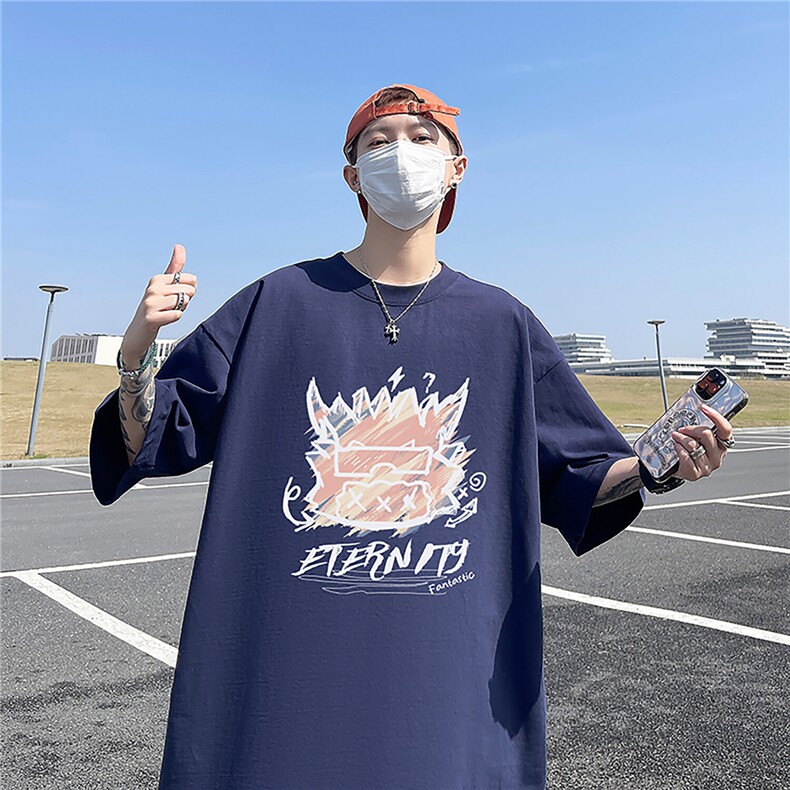 主推款T恤240克潮流美式宽松质感落肩纯棉印花短袖男T6354特P19,男装T恤,星座610B-1