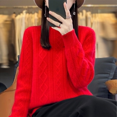 半高领打底衫女202新款内搭显瘦软糯百搭纯色针织衫，女装羊毛衫，北娇羊绒